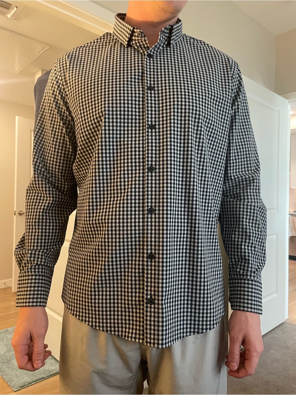 Mizzen+Main Black and White Gingham Long-Sleeve Shirt - Picture 2 of 4